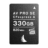 CFexpress Type A SE memory card with 330 GB capacity displayed on a neutral background.