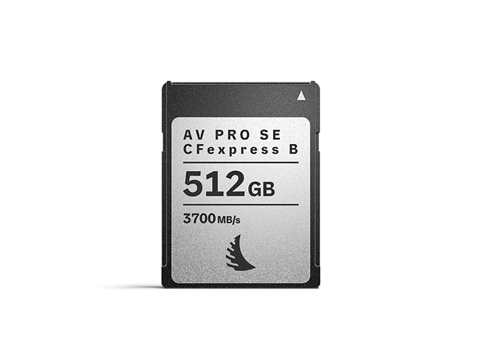 CFexpress Type B SE v4 memory card with 512 GB capacity displayed on a neutral background.