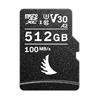AV PRO microSD V30 memory card with 512 GB capacity displayed on a neutral background.