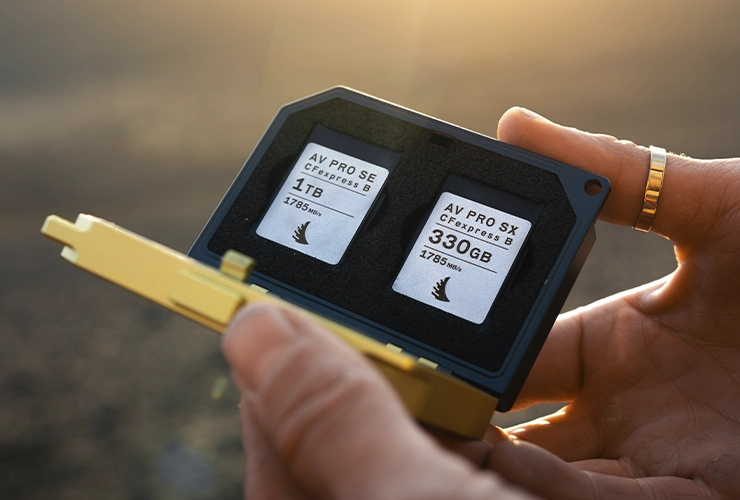 Media Tank being opened containing 2 CFexpress B Cards