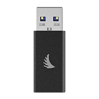 USB-A to USB-C adapter displayed on a neutral background